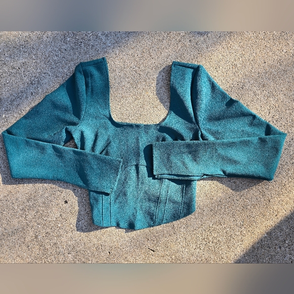 Abercrombie & Fitch Tops - Abercrombie & Fitch Teal Square Neck Crop Top Corset Style